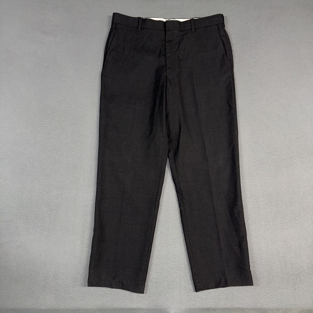 LL Bean Pants Mens 36x30 Charcoal Gray Classic Fit Flat Front 100% Wool Dress